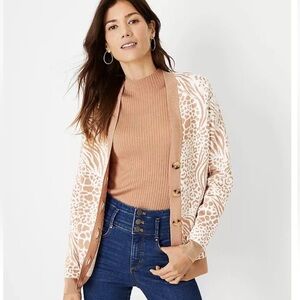 Ann Taylor Mixed Animal Print Boyfriend Cardigan